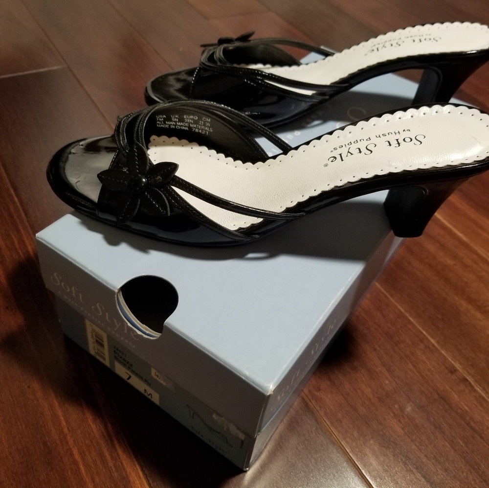 Black Patent Leather Slides 7M
